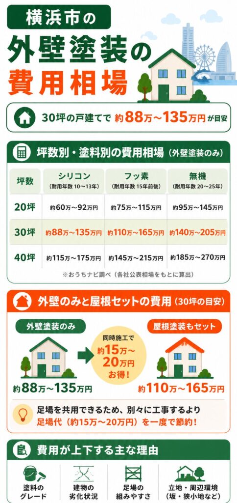 横浜市の外壁塗装の費用相場