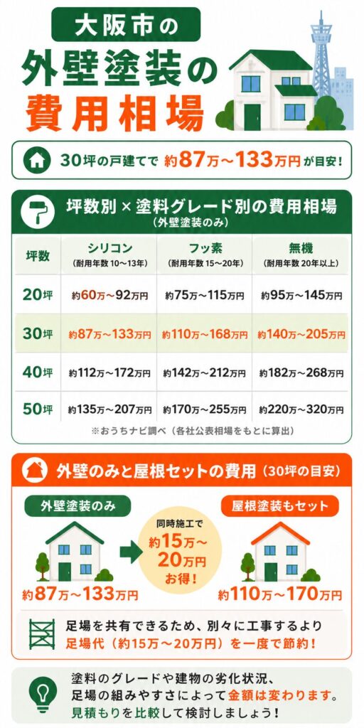 大阪市の外壁塗装の費用相場