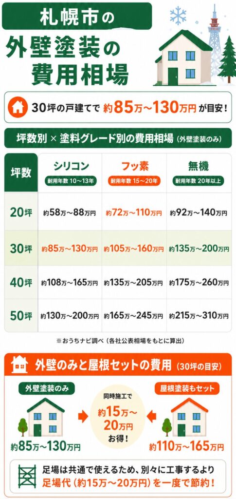 札幌市の外壁塗装の費用相場