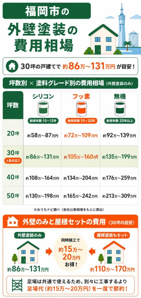 福岡市の外壁塗装の費用相場