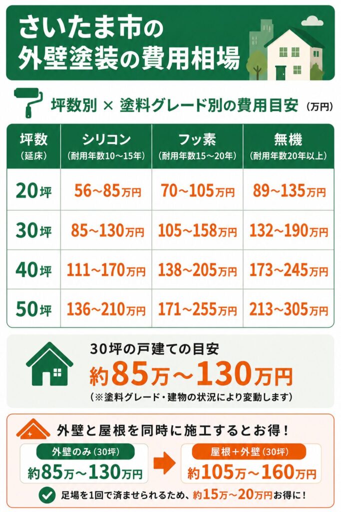 さいたま市の外壁塗装の費用相場