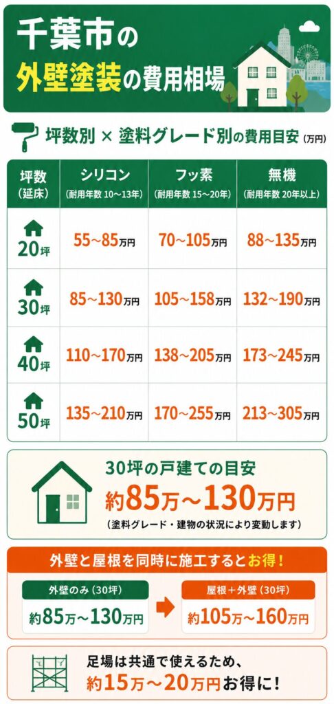 千葉市の外壁塗装の費用相場