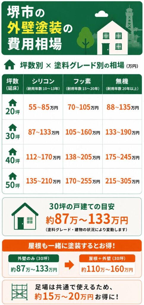 堺市の外壁塗装の費用相場