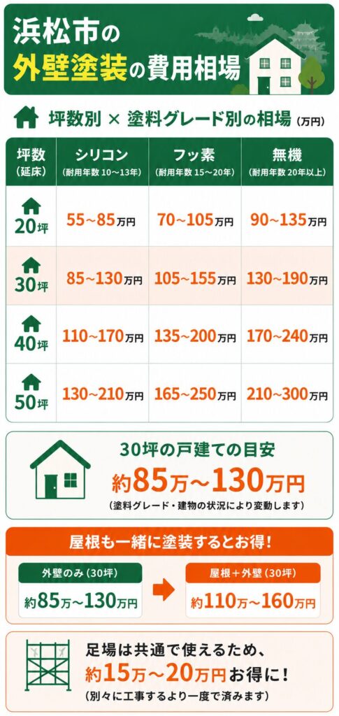 浜松市の外壁塗装の費用相場