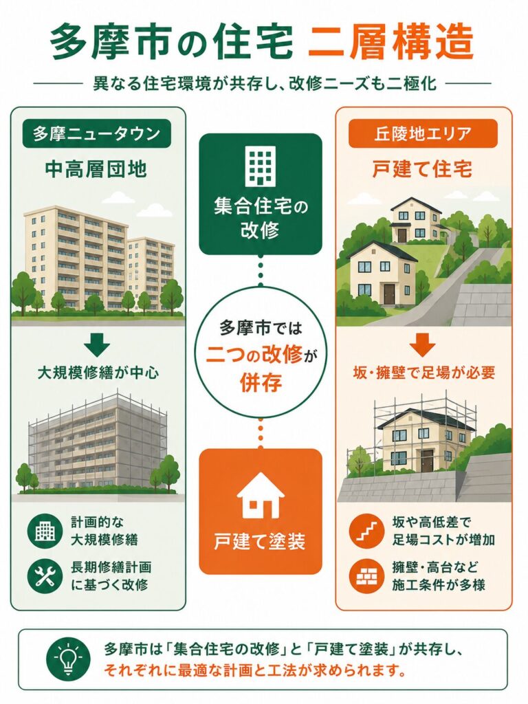 多摩ニュータウンと丘陵地—多摩市の住宅事情と塗装