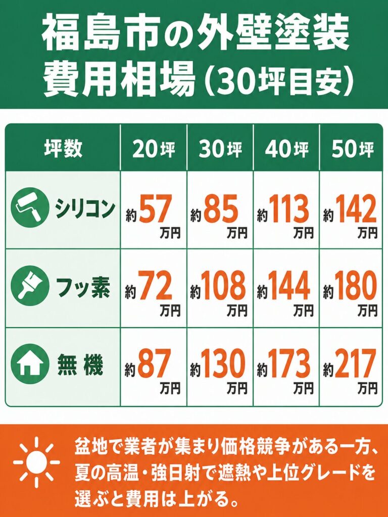福島市の外壁塗装の費用相場