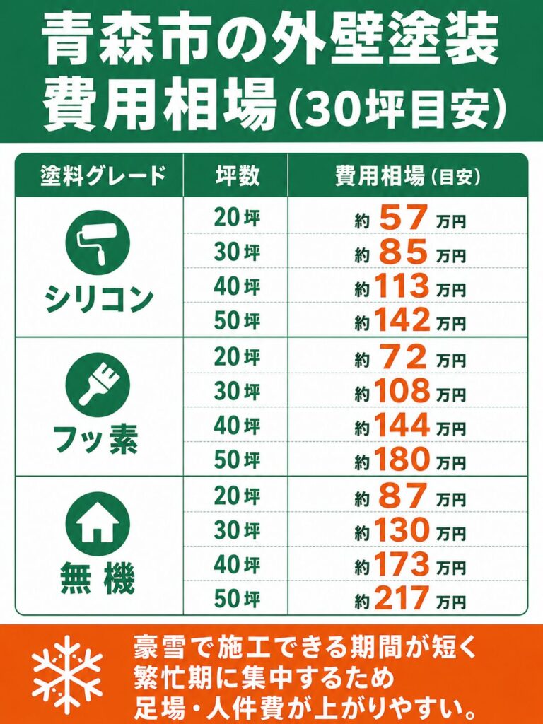 青森市の外壁塗装の費用相場