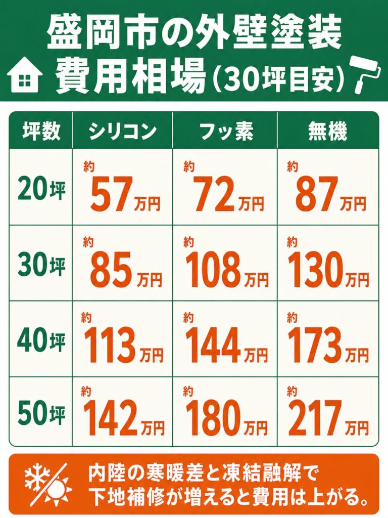 盛岡市の外壁塗装の費用相場