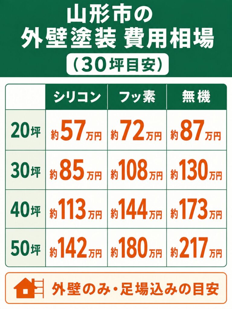 山形市の外壁塗装の費用相場