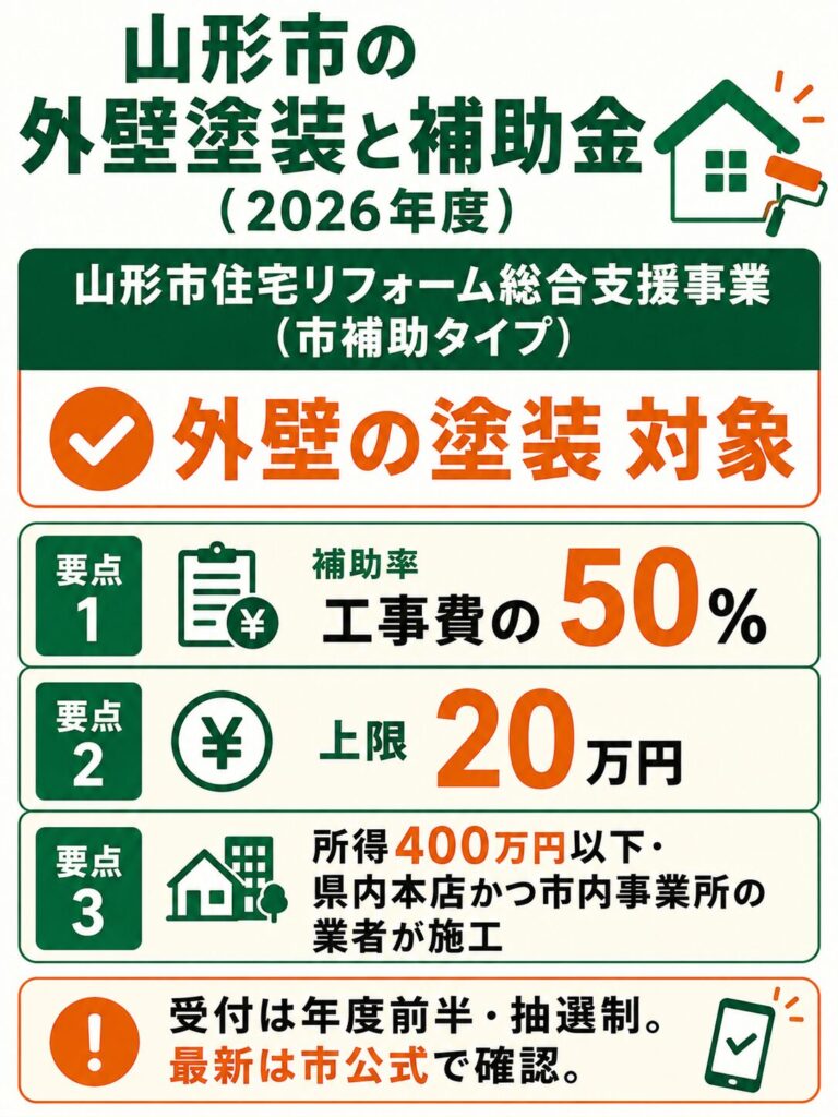 山形市で使える外壁塗装の補助金【2026年度最新】