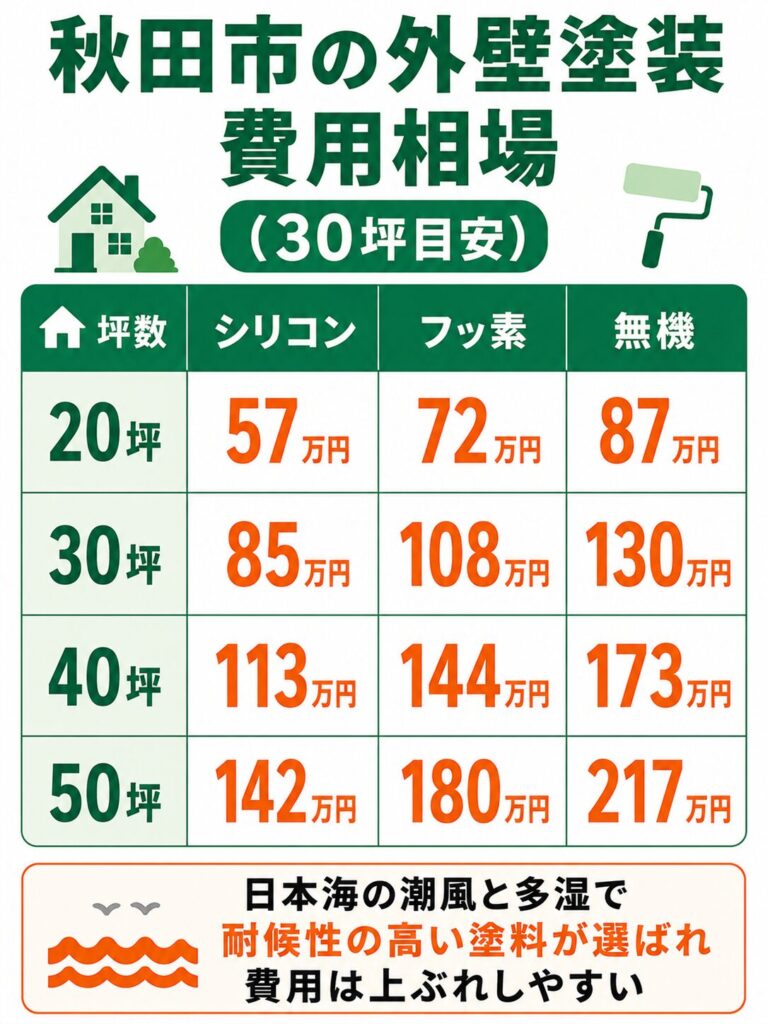 秋田市の外壁塗装の費用相場