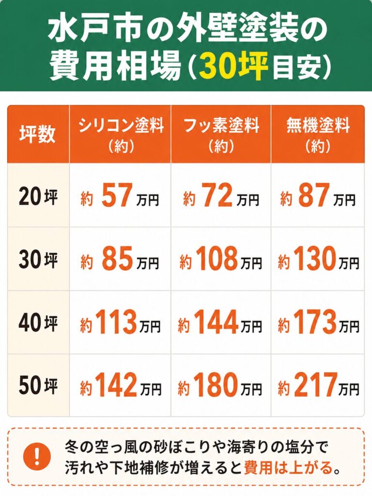 水戸市の外壁塗装の費用相場