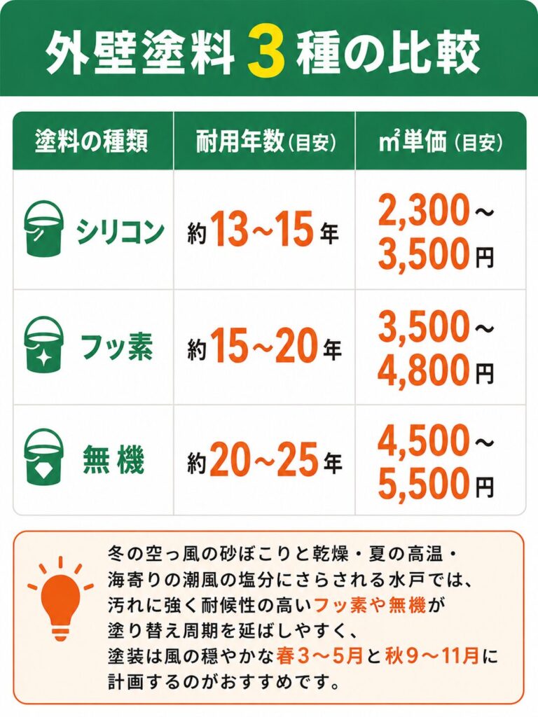 外壁塗装の基礎知識(塗料と時期)