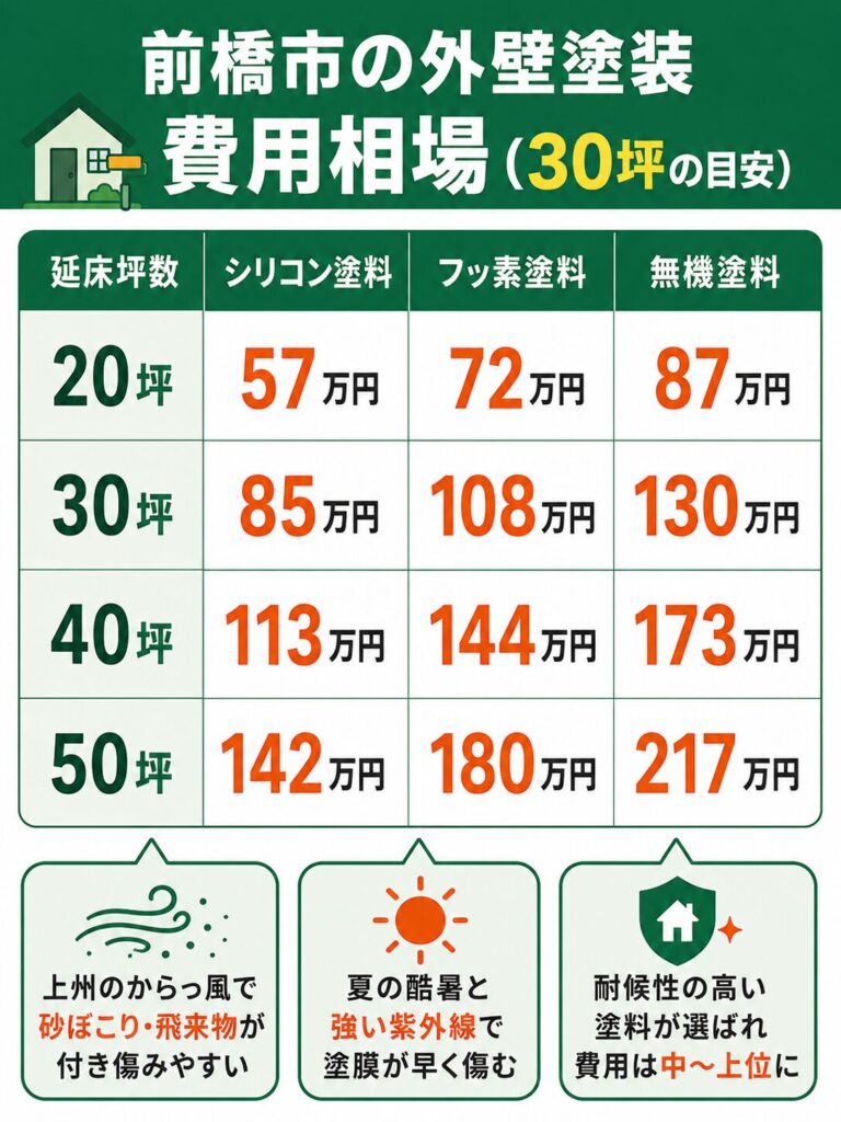 前橋市の外壁塗装の費用相場