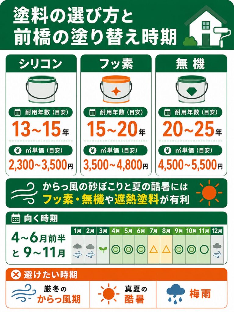 外壁塗装の基礎知識(塗料と時期)