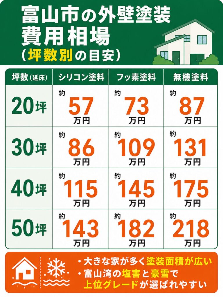 富山市の外壁塗装の費用相場