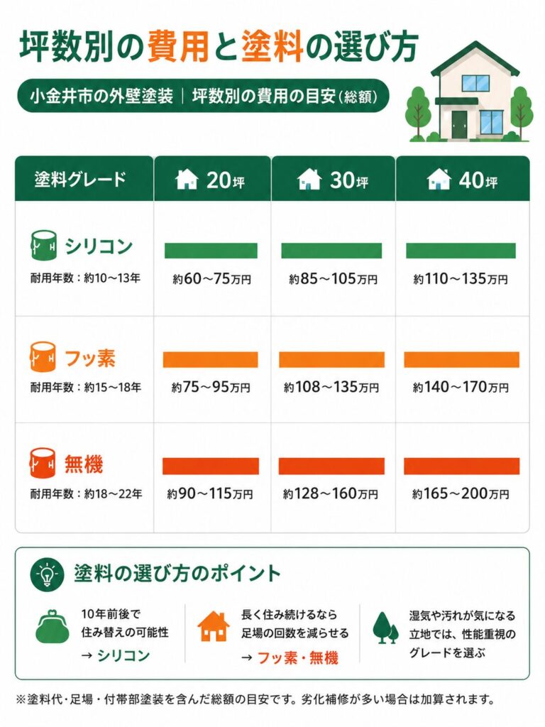 坪数別の費用と塗料の選び方