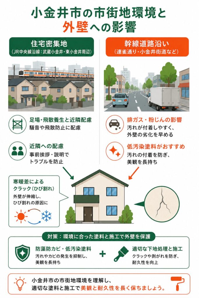 中央線沿線の住宅密集と幹線道路