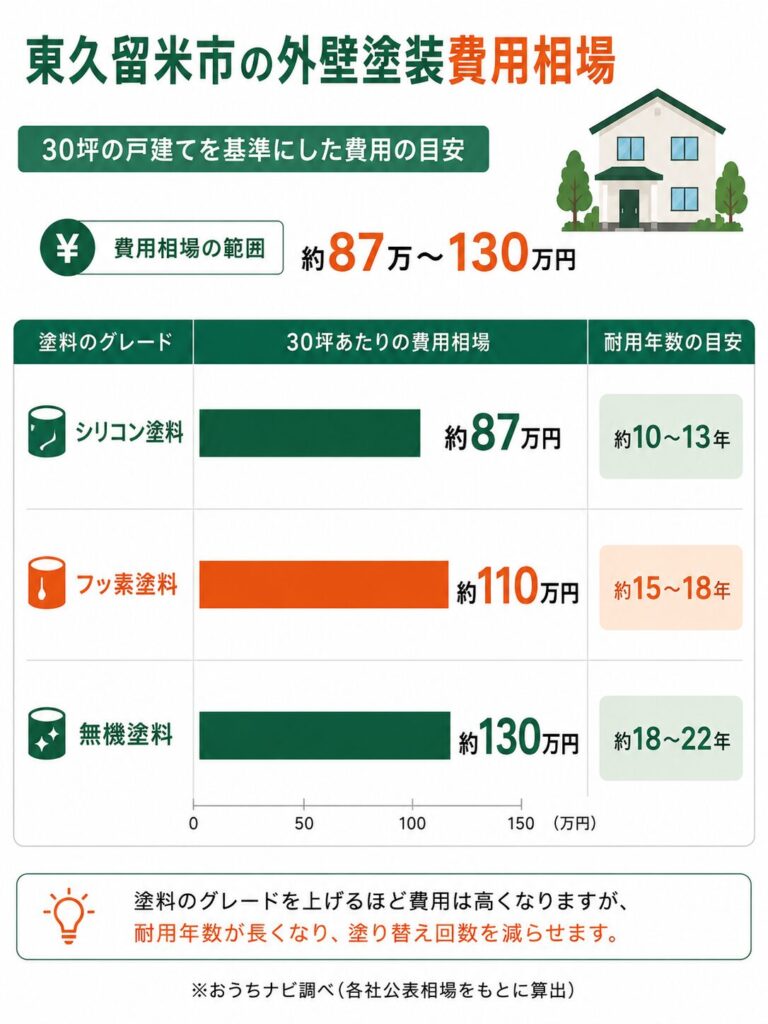 東久留米市の外壁塗装の費用相場【結論】
