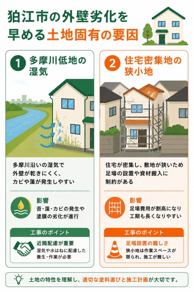 狛江市で外壁塗装が必要になる土地固有の事情