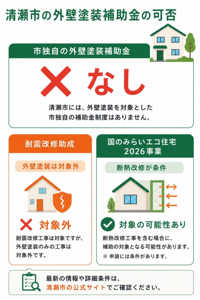 清瀬市で外壁塗装に使える補助金・助成金