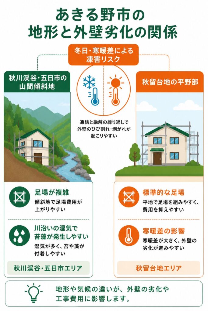 あきる野市の地域特性と外壁の傷み方