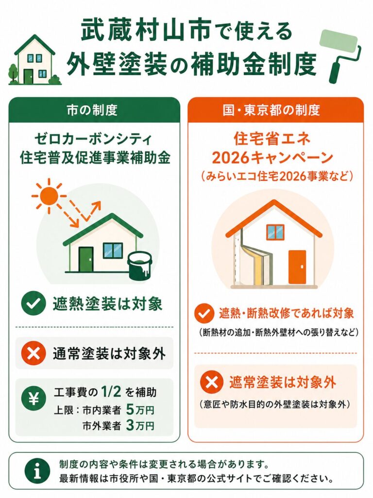 武蔵村山市で使える外壁塗装の補助金制度