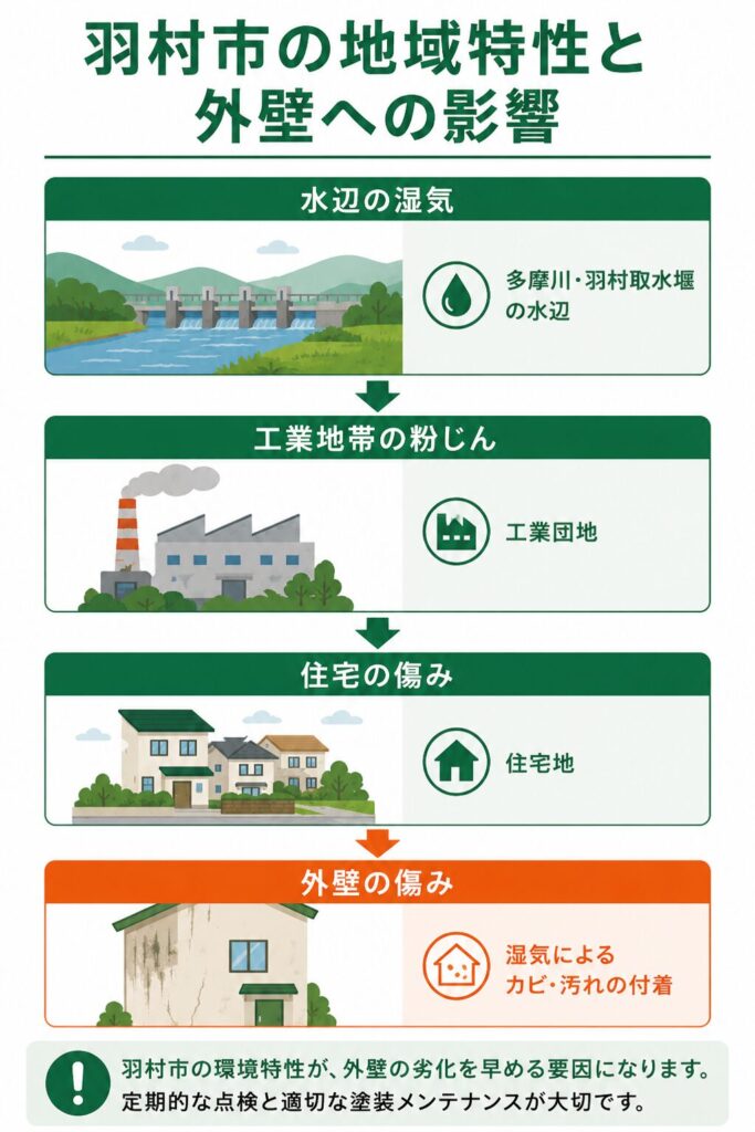 羽村市の地域特性と外壁の傷み方