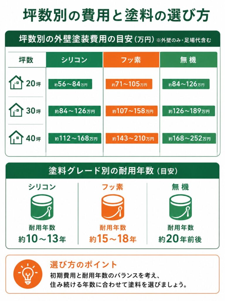 坪数別の費用と塗料の選び方