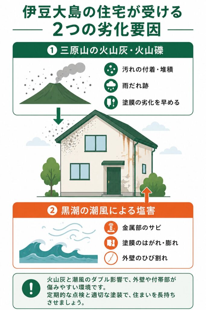 三原山の火山灰と黒潮の塩害—大島町の住宅事情