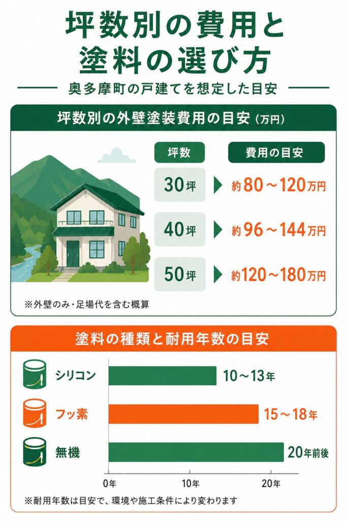 坪数別の費用と塗料の選び方