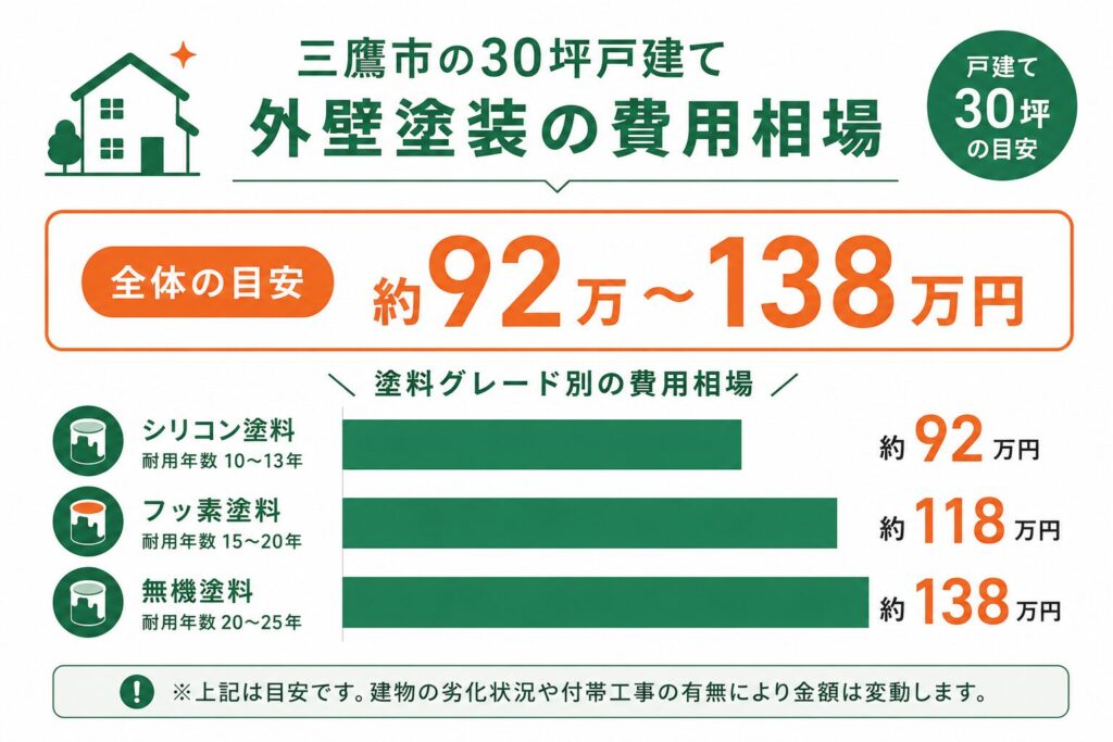 三鷹市の外壁塗装の費用相場【結論】