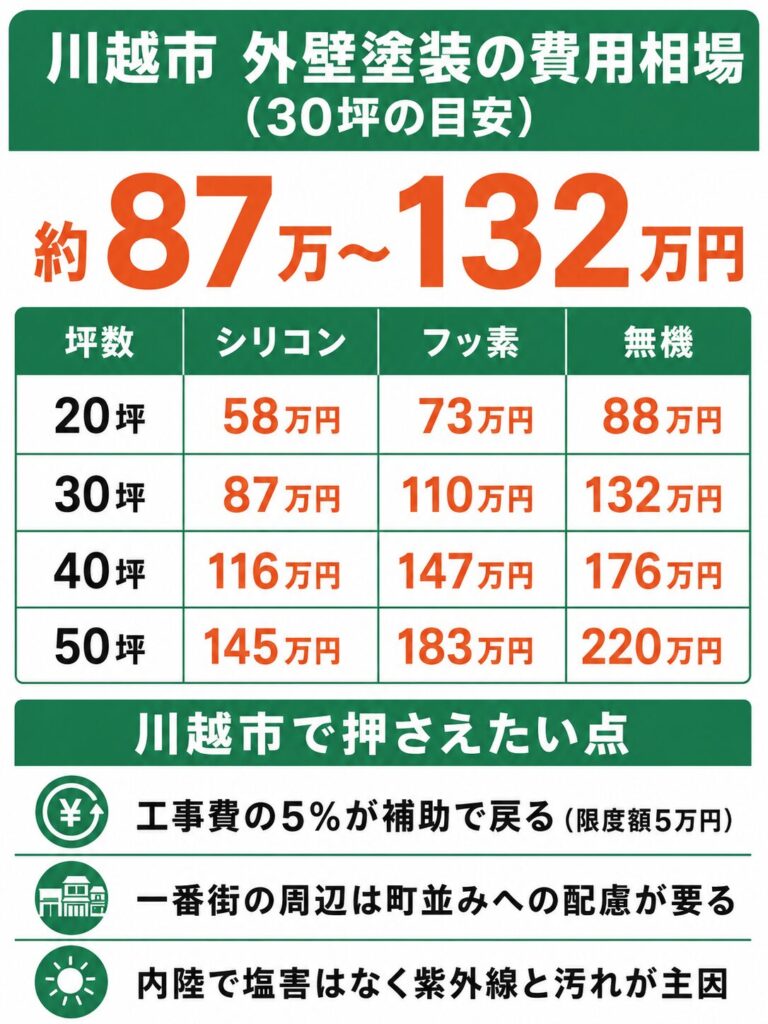 川越市の外壁塗装の費用相場