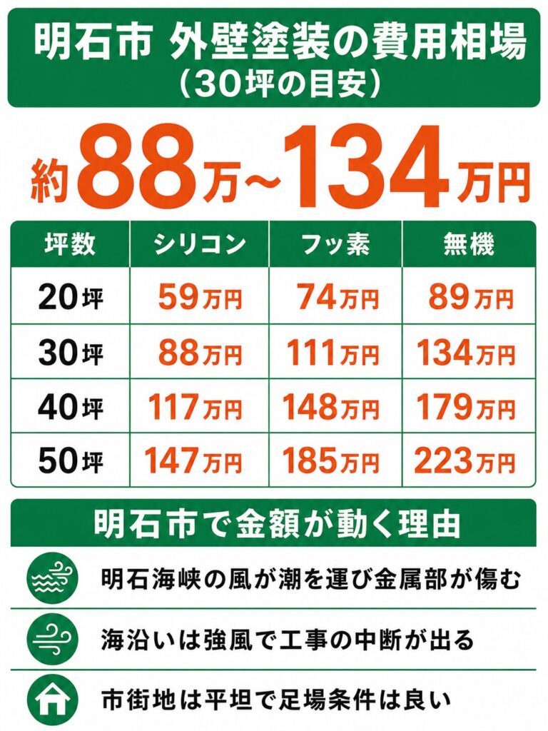 明石市の外壁塗装の費用相場