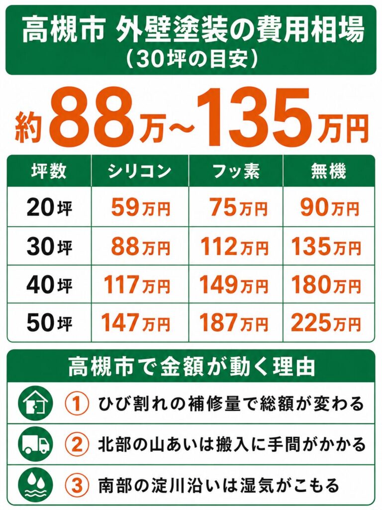 高槻市の外壁塗装の費用相場