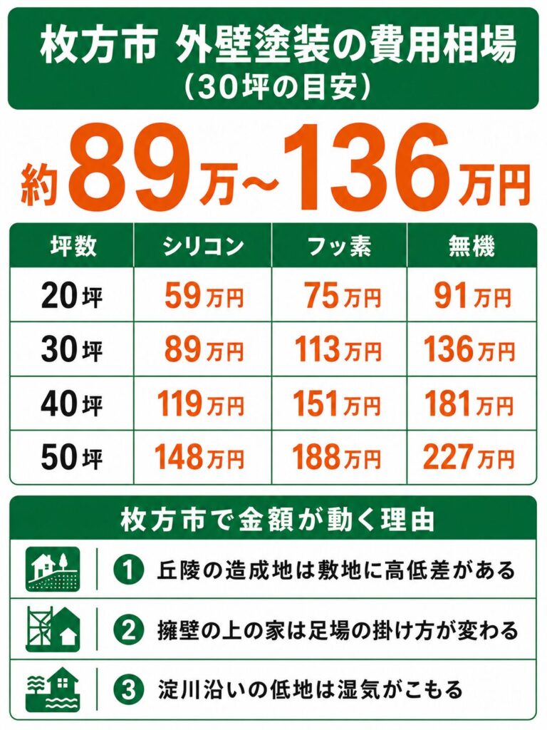 枚方市の外壁塗装の費用相場