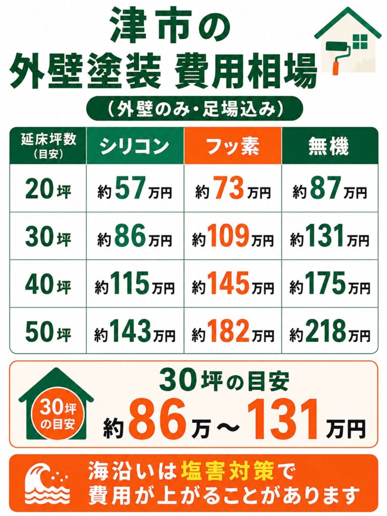 津市の外壁塗装の費用相場