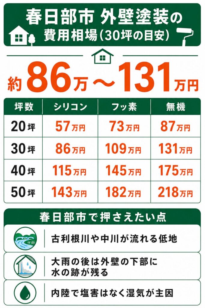春日部市の外壁塗装の費用相場