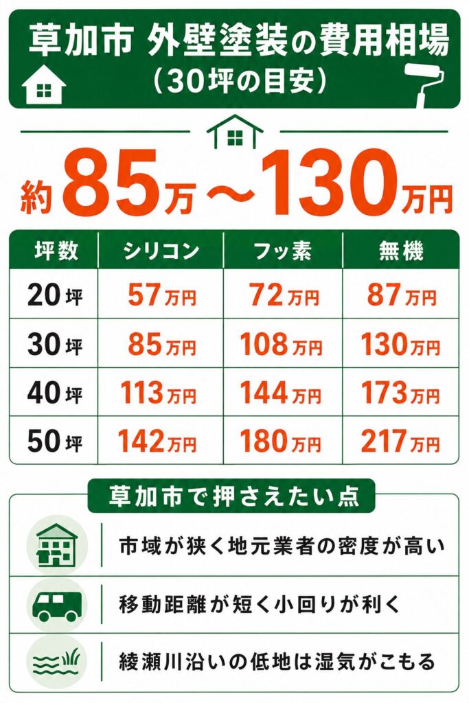草加市の外壁塗装の費用相場