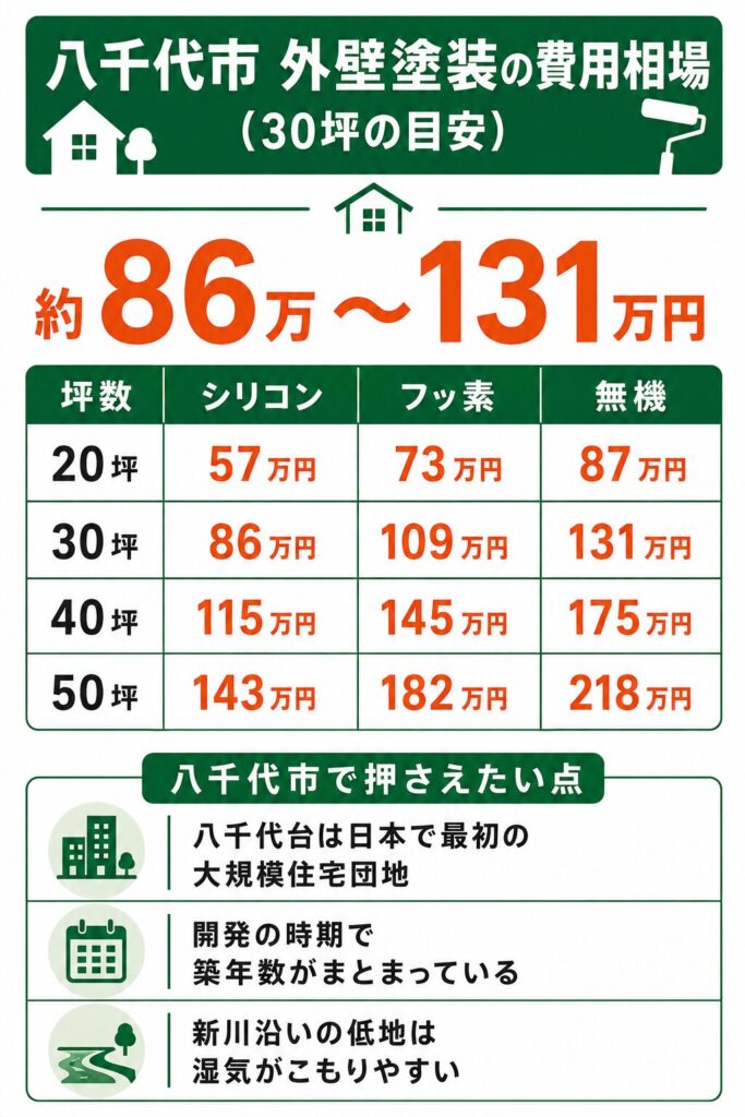 八千代市の外壁塗装の費用相場