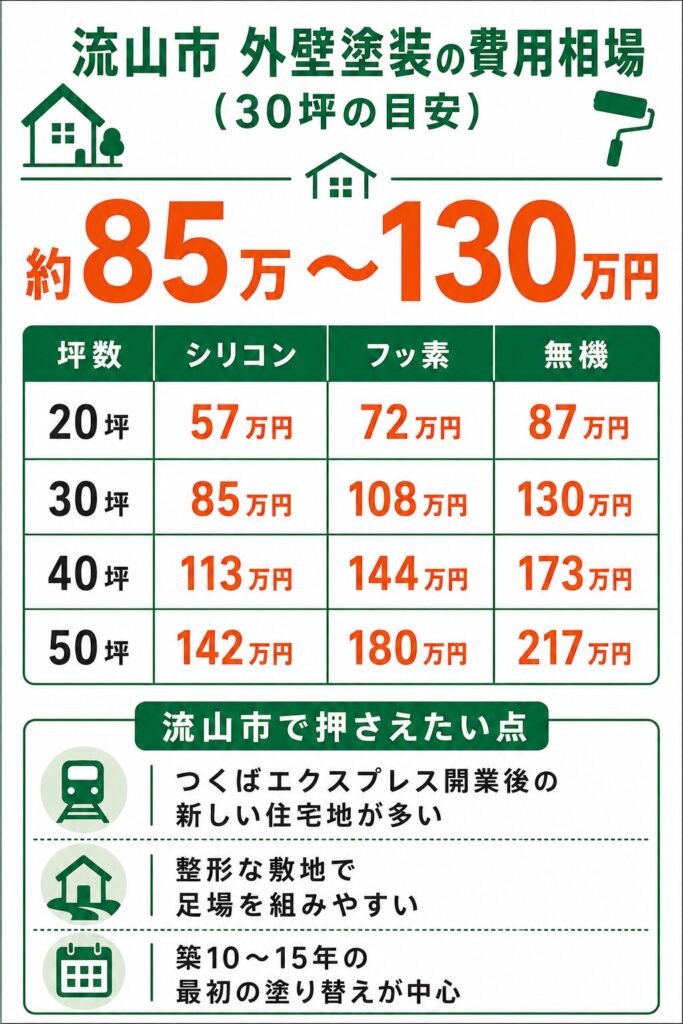 流山市の外壁塗装の費用相場