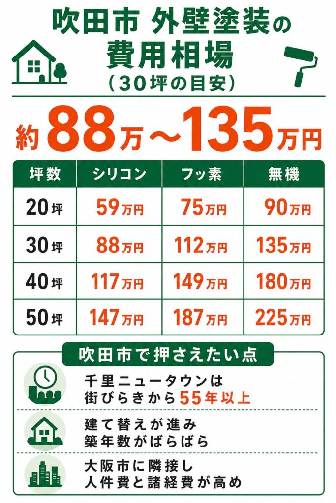 吹田市の外壁塗装の費用相場
