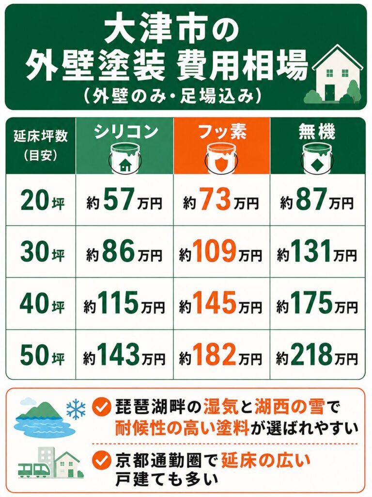 大津市の外壁塗装の費用相場