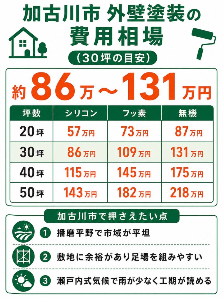 加古川市の外壁塗装の費用相場