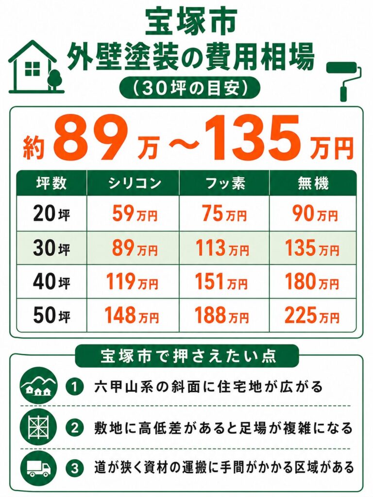 宝塚市の外壁塗装の費用相場