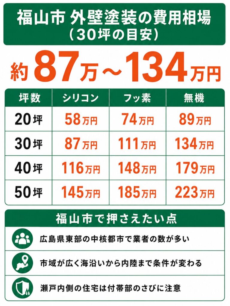 福山市の外壁塗装の費用相場