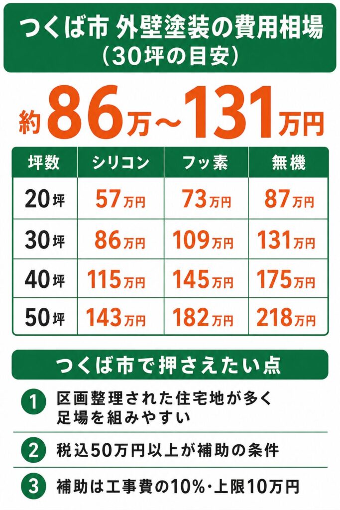 つくば市の外壁塗装の費用相場