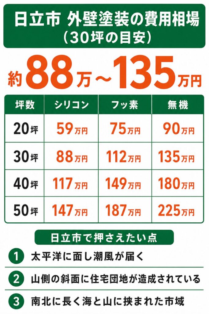 日立市の外壁塗装の費用相場