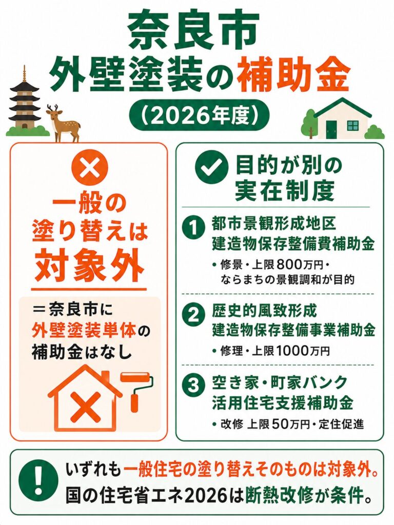 奈良市で使える外壁塗装の補助金【2026年度最新】