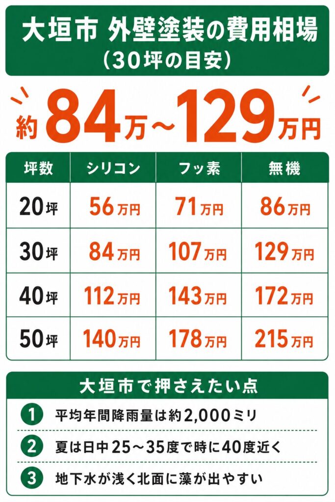 大垣市の外壁塗装の費用相場